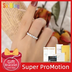 So-Bling 925 Sterling Silver Ring 2mm Moissanite Rings with Gra Certificate for Women Elegant Fine Engagement Party Gift