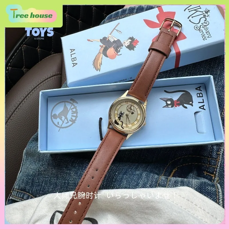 Japanese Classic Anime "Kiki's Delivery Service" Hayao Miyazaki Collaboration Merchandise Watch, Totoro Leather Strap Round Dial view 4