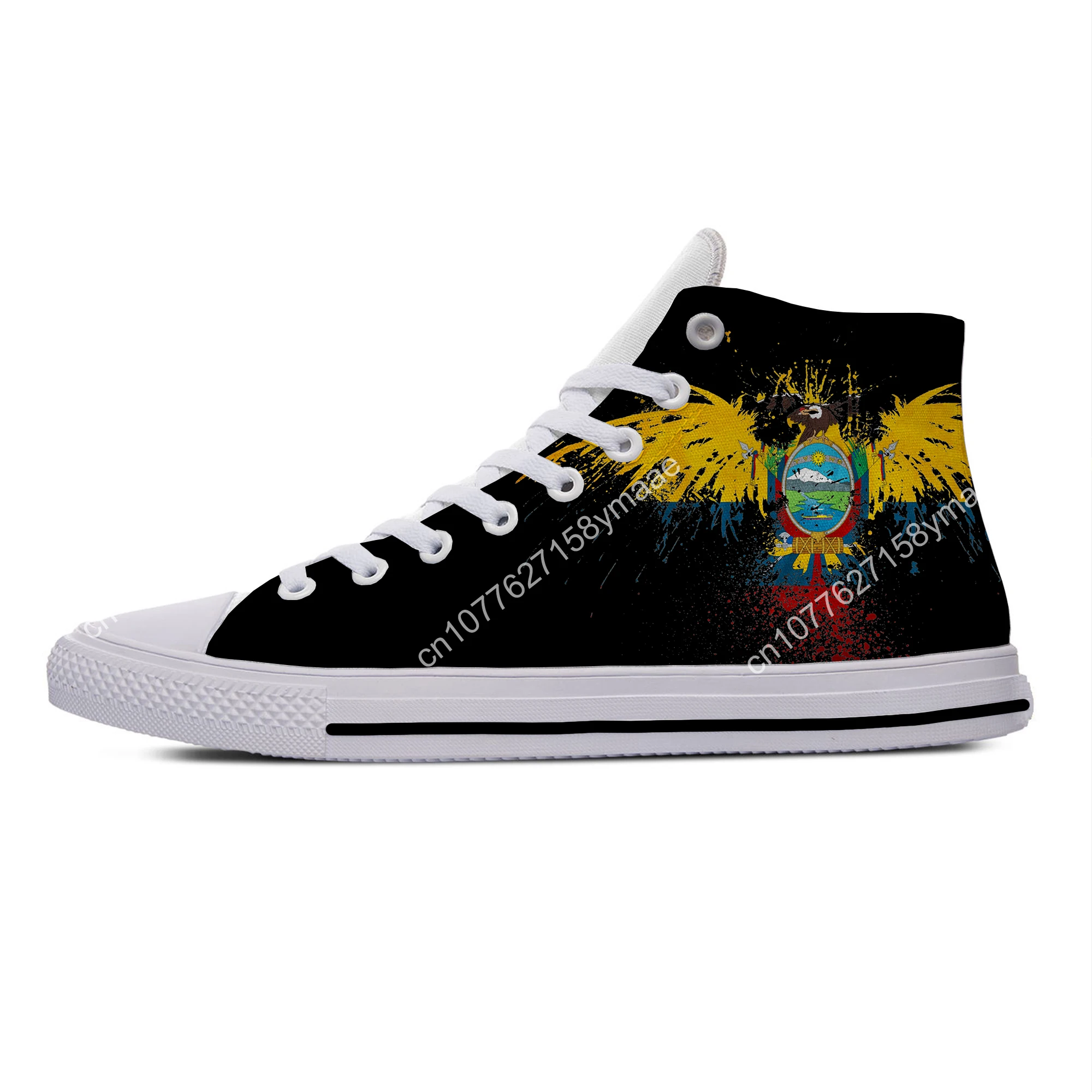 Hot Cool Ecuador Flag Cool Fashion Popular Patriotic Casual Shoes High Top Breathable Board Shoes Men Women Lightweight Sneakers