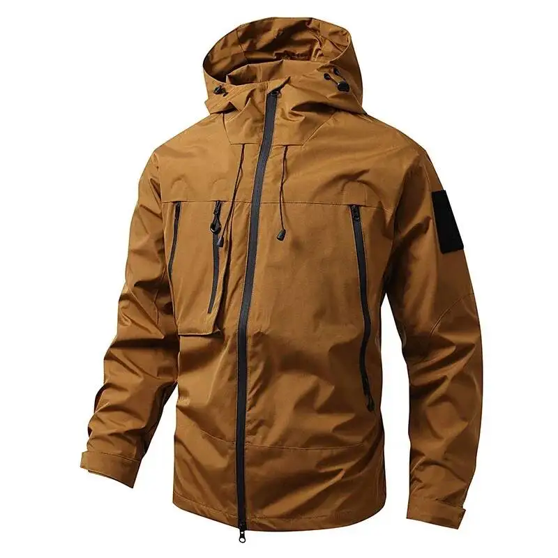 Men's Waterproof Running Jacket Caramel Women Windproof Windbreaker Hiking Camping Cycling Trekking Jogging Jackets
