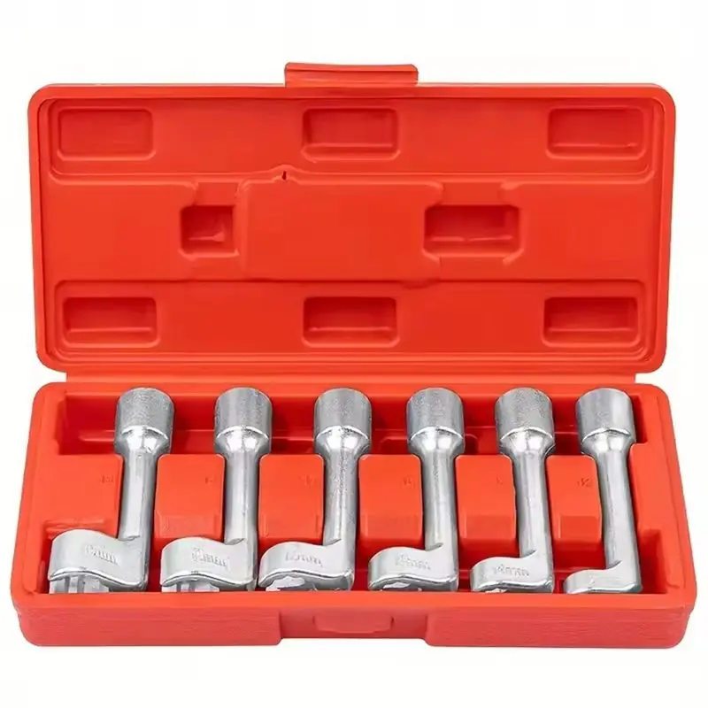 N96R Diesel Fuel Line Socket Wrench Set(6-Piece- 12/14/16/17/18/19Mm L-Shape) Professional Auto Repair Tool For Mechanics