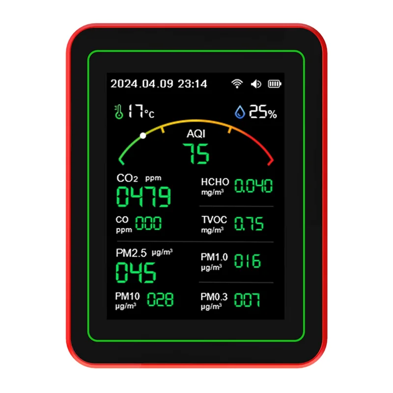 

B50B-15 в 1, портативный детектор качества воздуха TVOC HCHO, PM2,5 PM10 PM1,0 PM0,3, тестер температуры и влажности, мульти-часы