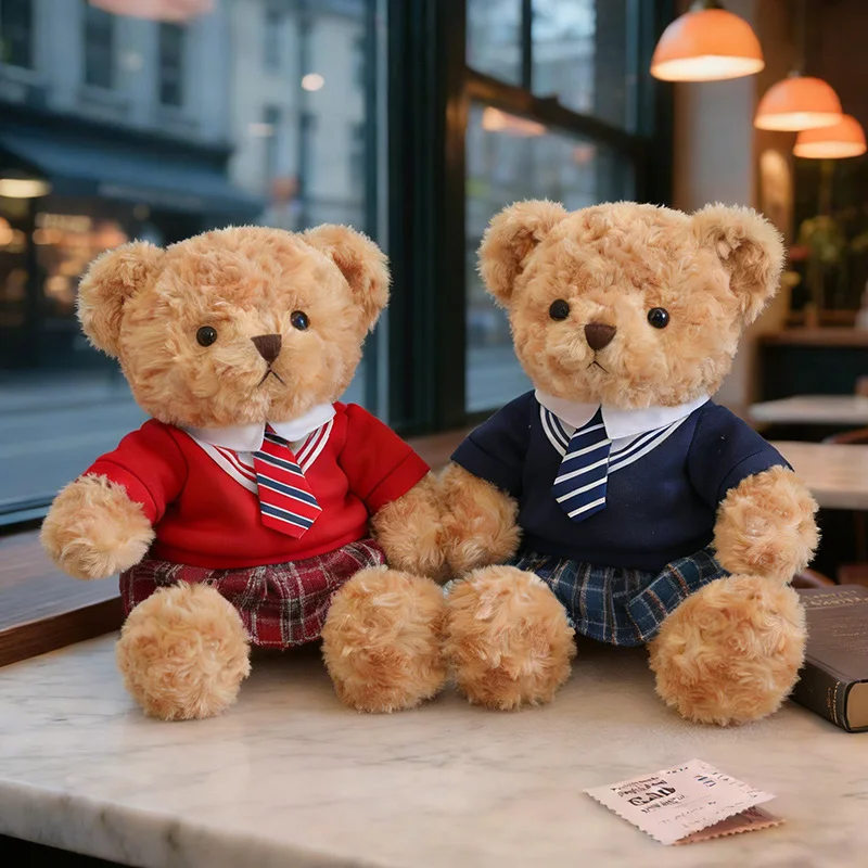 45cm Kawaii Plush Little Bear Doll Clothes Tie Skirt Soft Stuffed Animals Cartoon Bears with Scarf Toys for Kids Girls Gifts