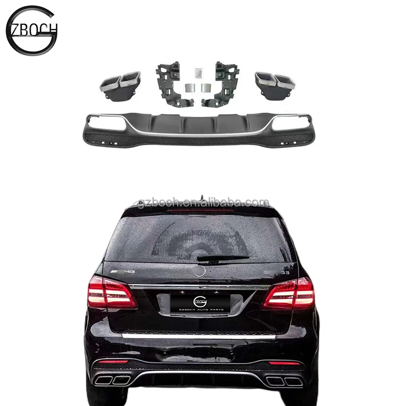 

GZBOCH car diffusers For Mercedes Benz GLS Class X166 2015+ SUV upgrade GLS63 AMG Rear lip exhaust pipe rear bumper diffuser