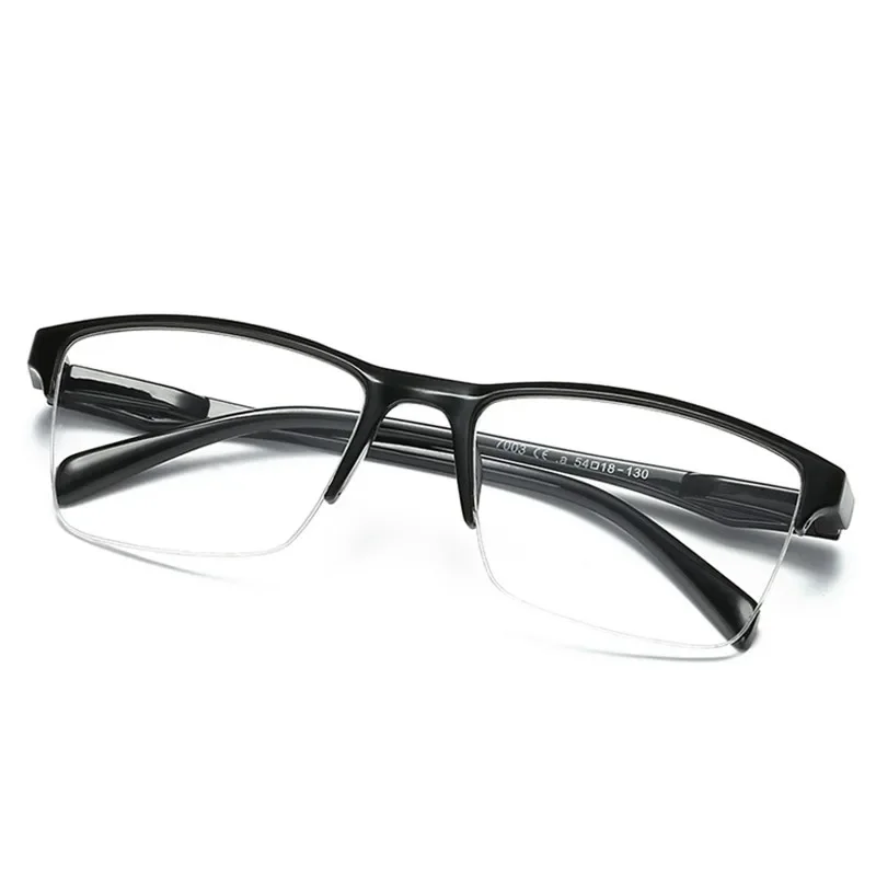 Half Frame Reading Glasses Presbyopic Eyewear Male Female Far Sight Glasses Ultra Light Black Red with Strength +75 To +400