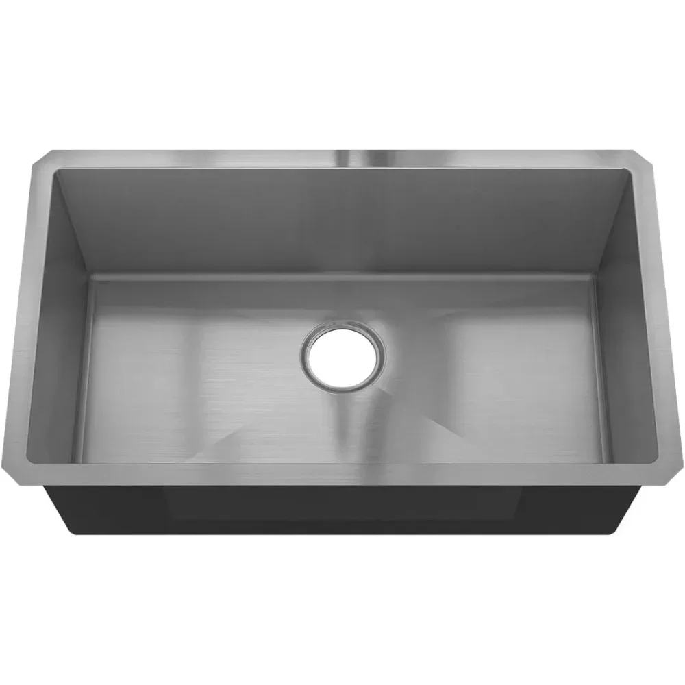 

%a Évier de cuisine à cuve unique encastré 32 po x 19 po x 10 po avec calibre 18 HU3219S-S en acier inoxydable 304 finition sat