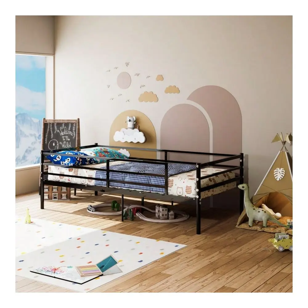 Bed Frame Classic Metal Platform Bed Frame With Steel Bars Supporting The Mattress Base, Storage Space Underneath, No Spring Ma