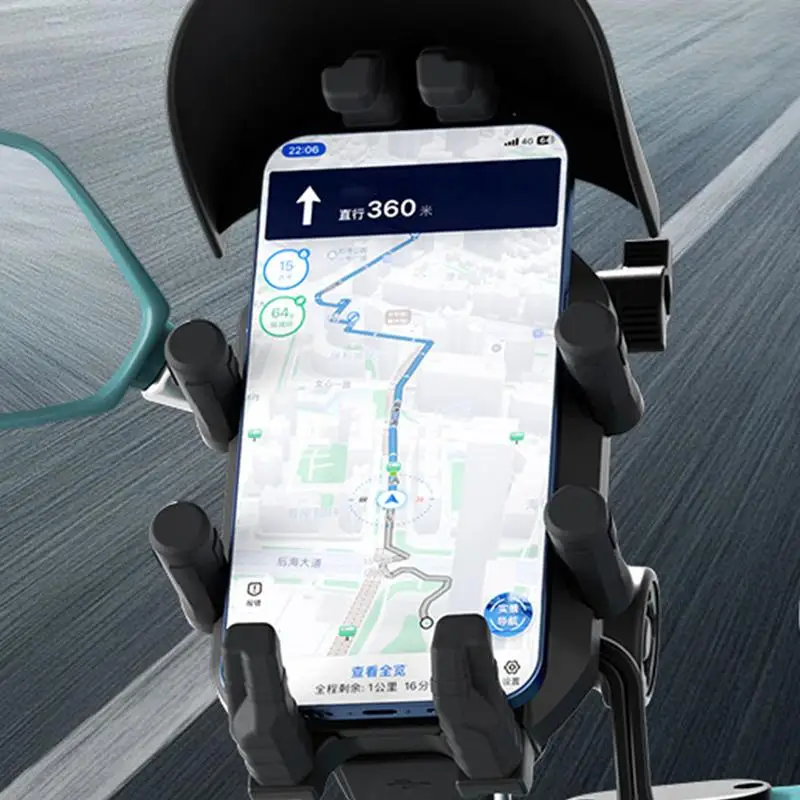 Motorcycle Phone Mount Motorcycle Mobile Phone Rack Fast Charging Wireless Charger Double Charging Port Anti-Theft Phone