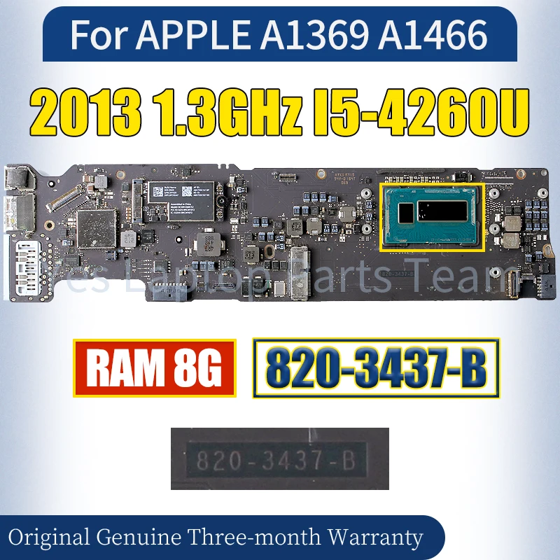 

For APPLE Macbook Air 13" A1369 A1466 Laptop Mainboard 2013 1.3GHz I5-4260U RAM 8G 820-3437-B Notebook Motherboard 100％ Tested