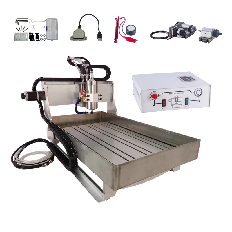 LY-enrutador CNC de 1500W y 2200W, grabador, fresadora USB 6040 con tanque de agua para Metal, piedra, trabajo de madera, modelos de aviones PCB