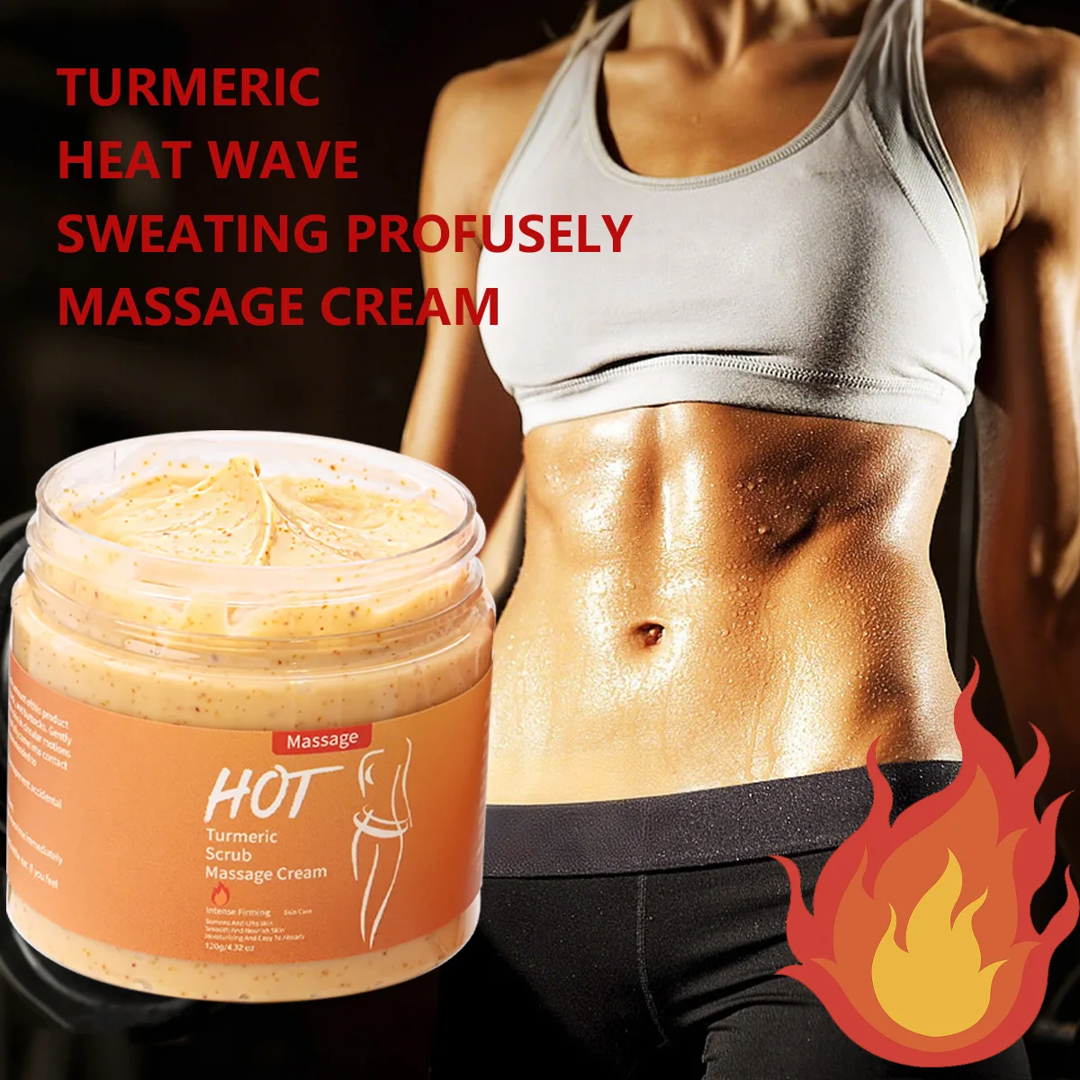 Turmeric Massage Scrub Whitening and Exfoliating Massage, Heating Cream, Exercise Firming Walnut Shell Particle Massage Cream