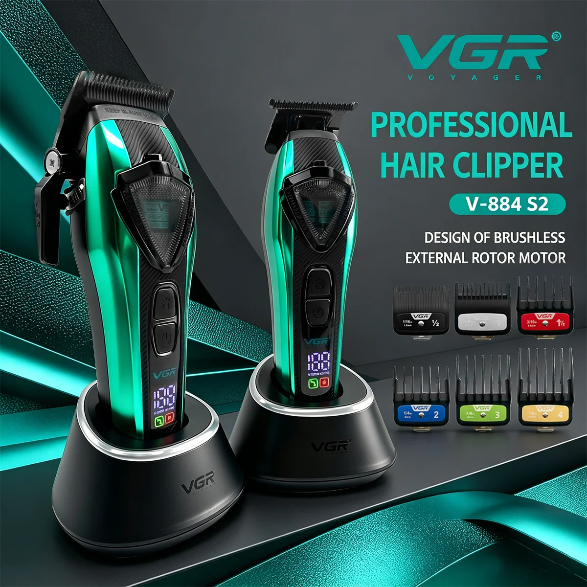 VGR haarschneidemaschine harrschneidemaschine haarschneidemaschine männer Trimmer Professionell Haarschneidemaschine Außenläufermotor Haarschneidegerät Kabellos Friseur LED-Beleuchtung Trimmer für