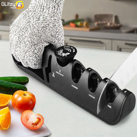 Knife Sharpeners with Adjustable Angle Knob 4-Stage Multifunctional Kitchen Sharpening Grinder Knives Whetstone Tool for Scissor