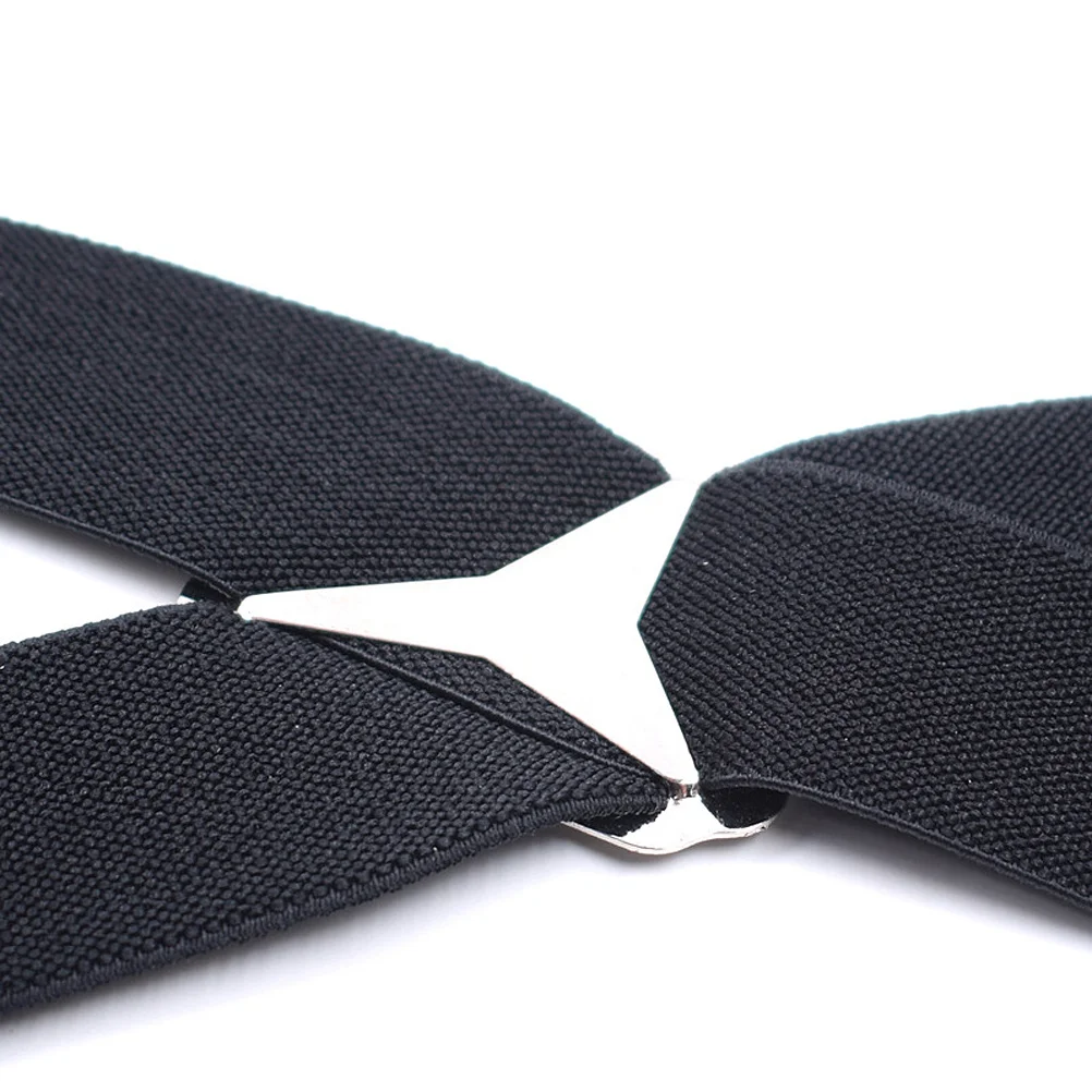 

1pc Mens Suspenders X Shape Wide Elastic Braces Adjustable Heavy Duty Pants Straps Strong Clips For Male Durable Trendy Black