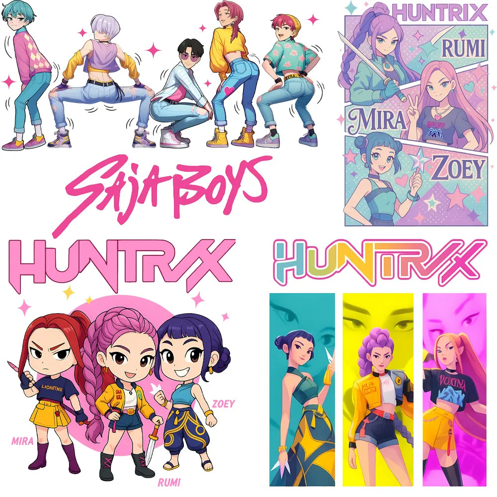 【セール中】カスタムKPOPアイロン接着パッチ アニメKPOP熱転写ビニールステッカー 衣類用 Saja boys DIY Tシャツデカール HTVクラフト用品