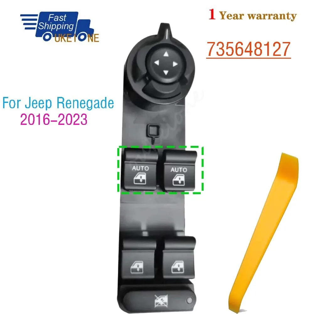 

735648127 для Jeep Renegade Liberty 2016-2023, передний левый главный электрический подъемник со стороны водителя, кнопка переключения окна, автомобильные детали