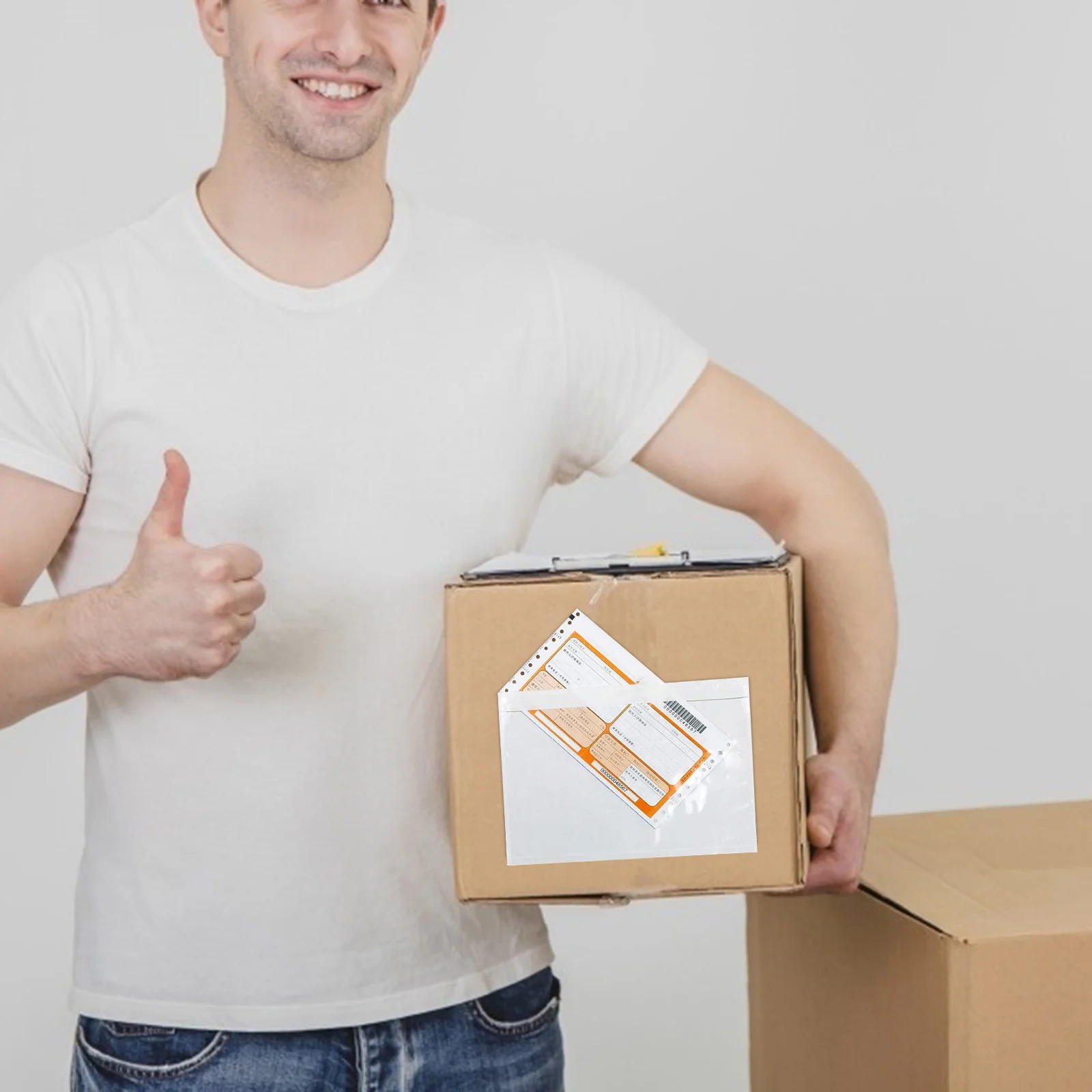 

50 шт. пластиковый пакет для списка упаковки с клейкой спинкой, устойчивый к разрыву прозрачный чехол для документов