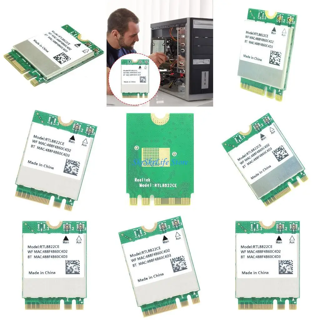 

E65E RTL8822CE Внутренняя карта WiFi M.2 для настольного ноутбука ПК с двойной полосой