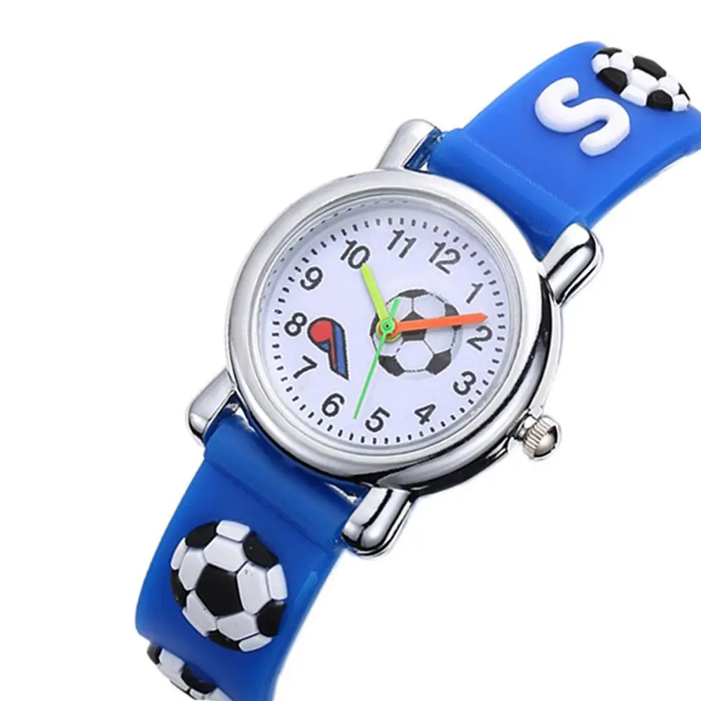 3D Football Watches Waterproof Quartz Movement Children's Sports Watch Silicone Cartoon Student Quartz Watch