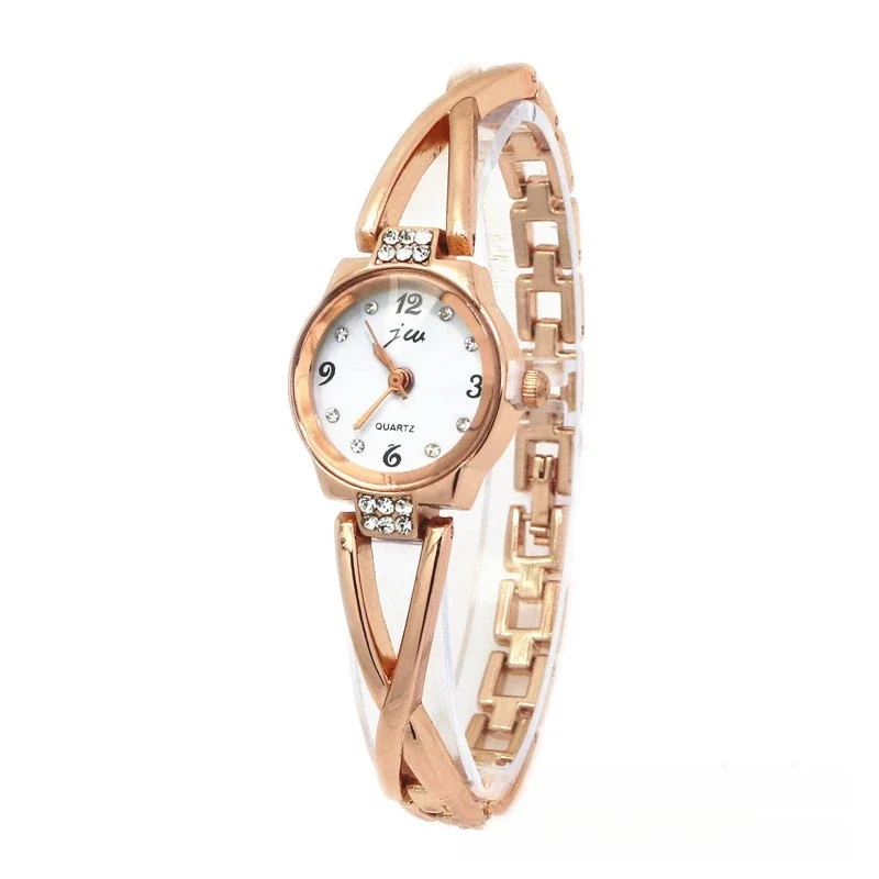 JW Women Steel Bracelet Watch Small Round Dial with Diamonds Quartz Wristwatch Elegant DRESS Luxur Relogios Feminino