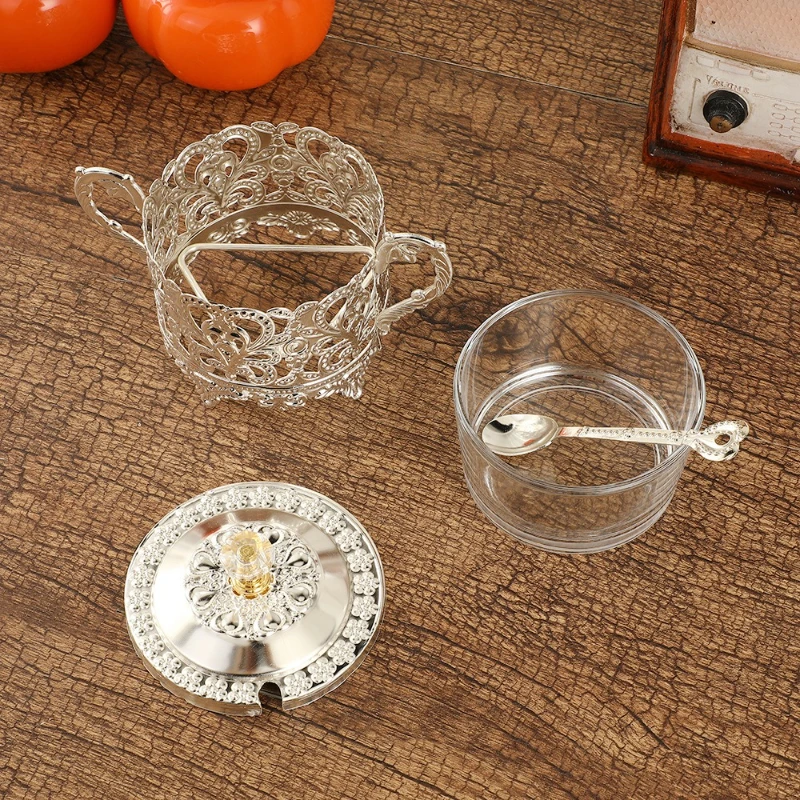 الإبداعية تصميم جوفاء كوب السكر صندوق توابل ضوء المطبخ الفاخر الملح MSG التوابل جرة سكر معدني مع غطاء #6