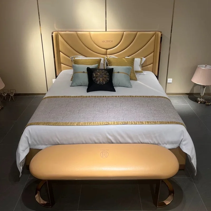 Italian light luxury modern simple bed, double wedding bed, villa model room