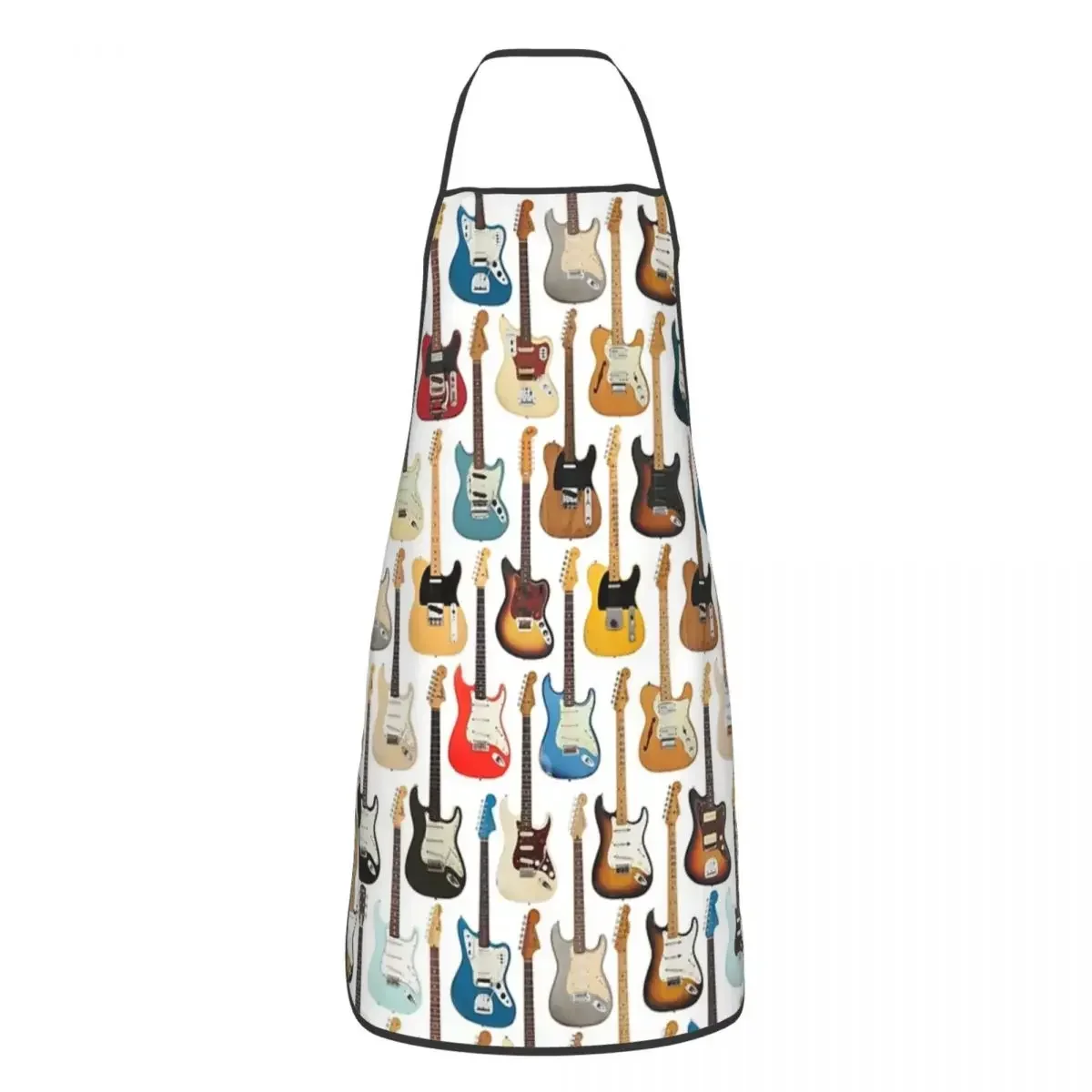 Vintage Fender Guitar Collection Apron Chef Cooking Cuisine Tablier Waterproof Bib Kitchen Cleaning Pinafore for Women Men