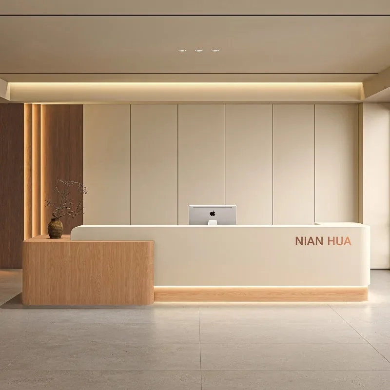 #Vintage Beauty Reception Desk Modern Luxury Office Display Reception Desk Salon Decoration Nordic Bancone Commercial Furniture