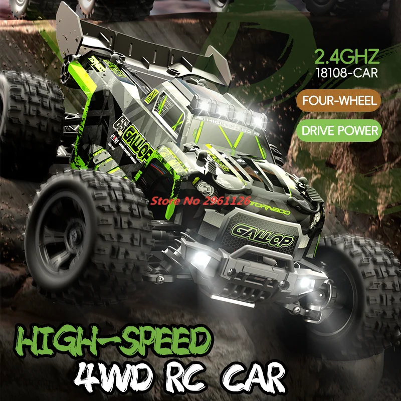 2.4G 1:18 50KM/H 4WD RC Racing Car With LED lights High Speed Remote Control Car Off Load Climbing Vehical Toy Boy Gifts RC Toy