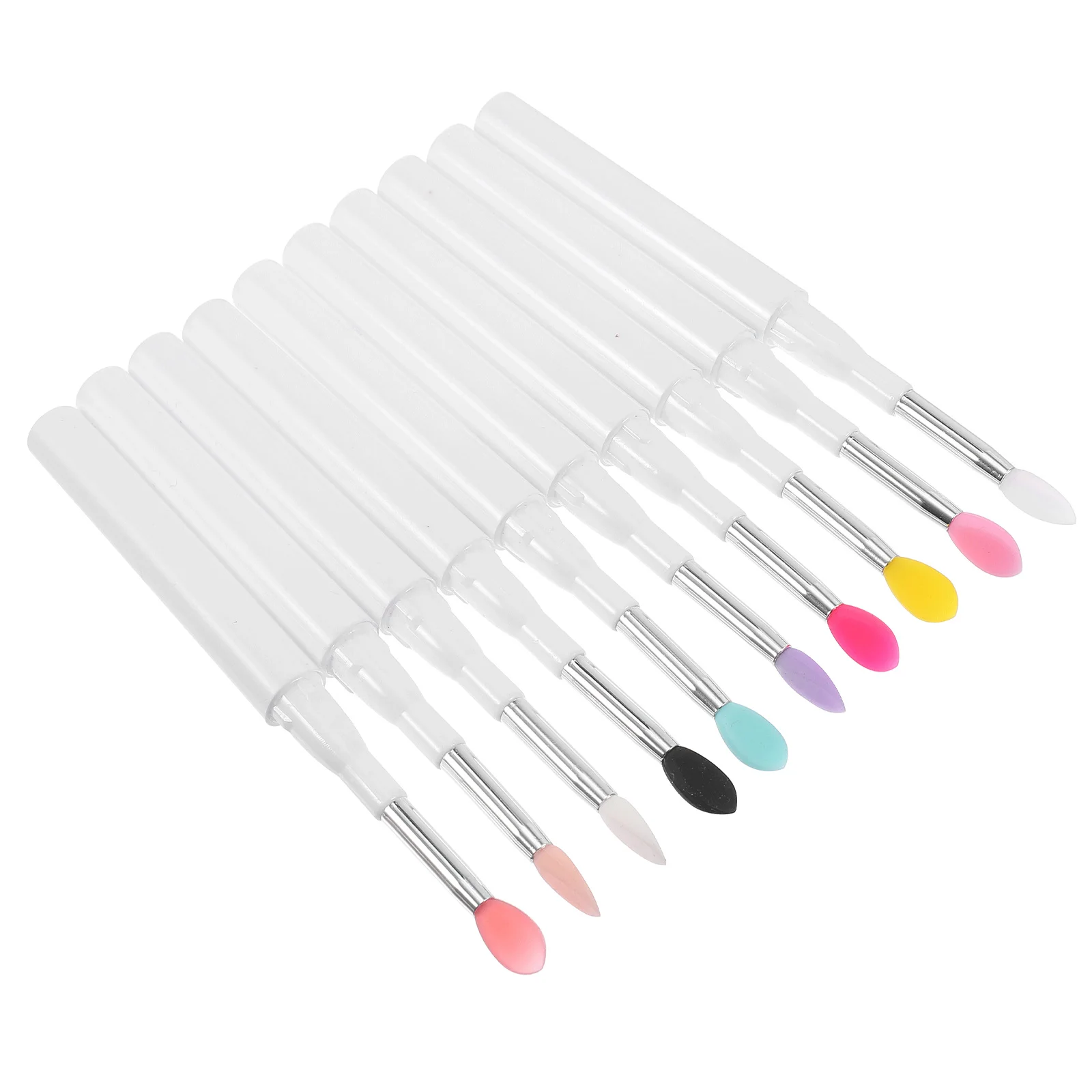 10pcs Silicone Lip Brush Compact Portable Eyeshadow Applicator Makeup Tool Suits Women Beauty Accessory Professional