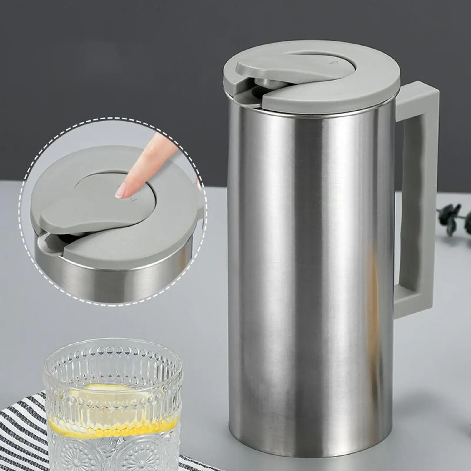 

Stainless Steel Pitcher Leak-Proof Stainless Steel Water Dispenser Container With Lid Lightweight Drinking Dispenser Container