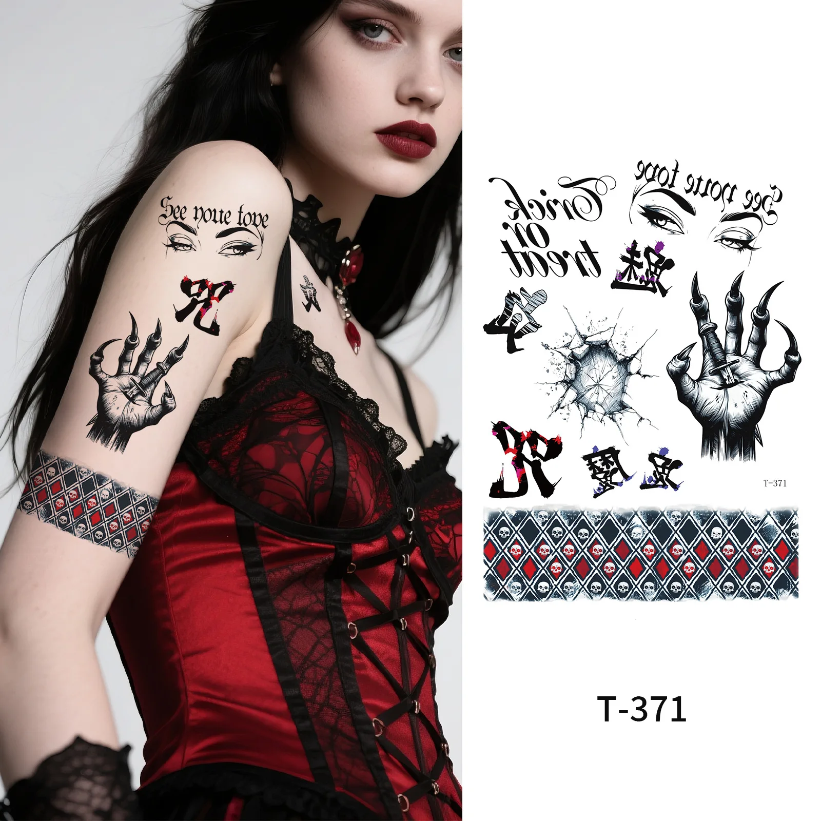 Pegatinas de tatuaje de cara de payaso de Halloween, maquillaje impermeable para fiestas, arte corporal para decoración de disfraces de festival, accesorio de regalo, recuerdo artesanal