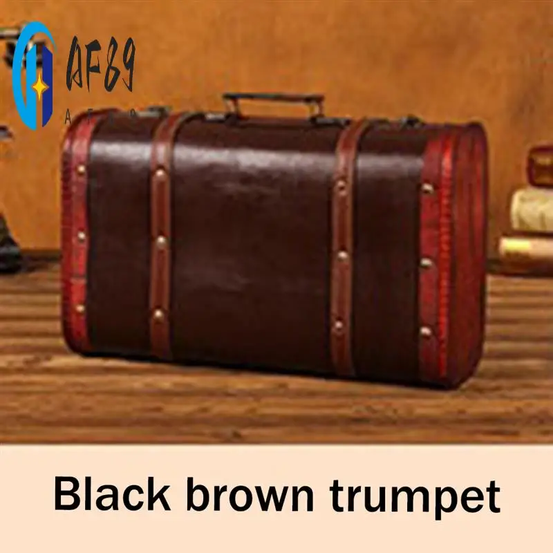 

AF89-Portable Vintage Wooden Decorative Suitcase Antique Wooden Case Photography Props Craft Decoration Wood Box Ornament