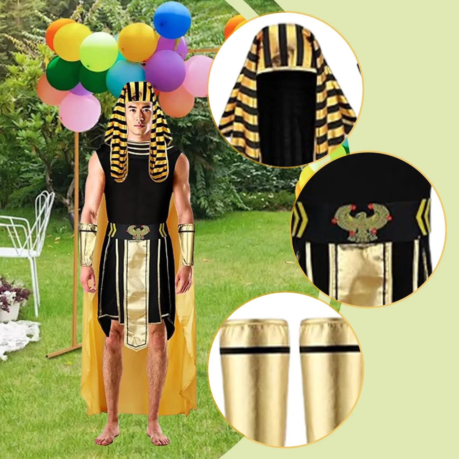 Akcesoria do kostiumów dla dorosłych w stylu egipskim Karnawałowy strój Króla Tutego Rave Cosplay