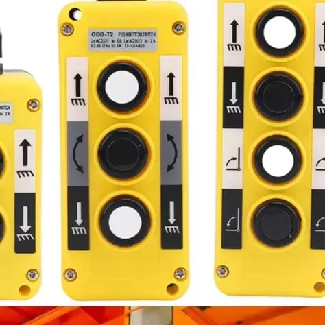 COB-T1 T2 T3 Push Button Switch IP68 Waterproof For Industrial Crane Motor Lifting Control Box Yellow ABS