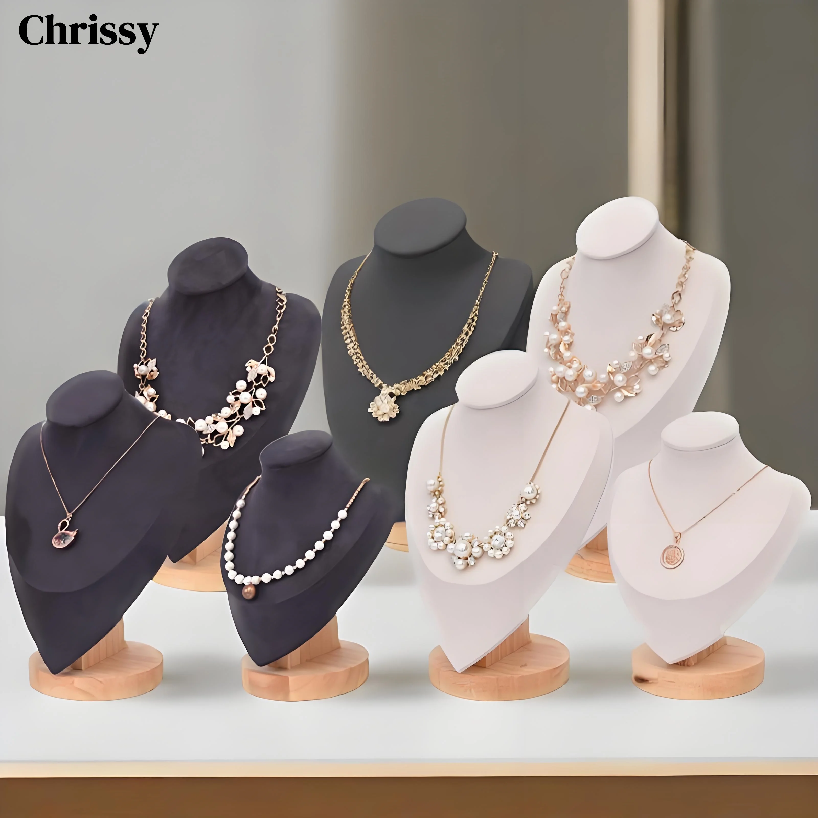 

Model Bust Show Exhibitor Velvet Jewelry Display Necklace Pendants Mannequin Jewelry Stand Organizer