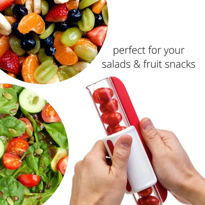 Tomato Grape Cherry Slicer Fruit Vegetable Salad Manual Slicer, Fruit and Vegetable Tool Kitchen Gadget, Progressive Zip Slicer