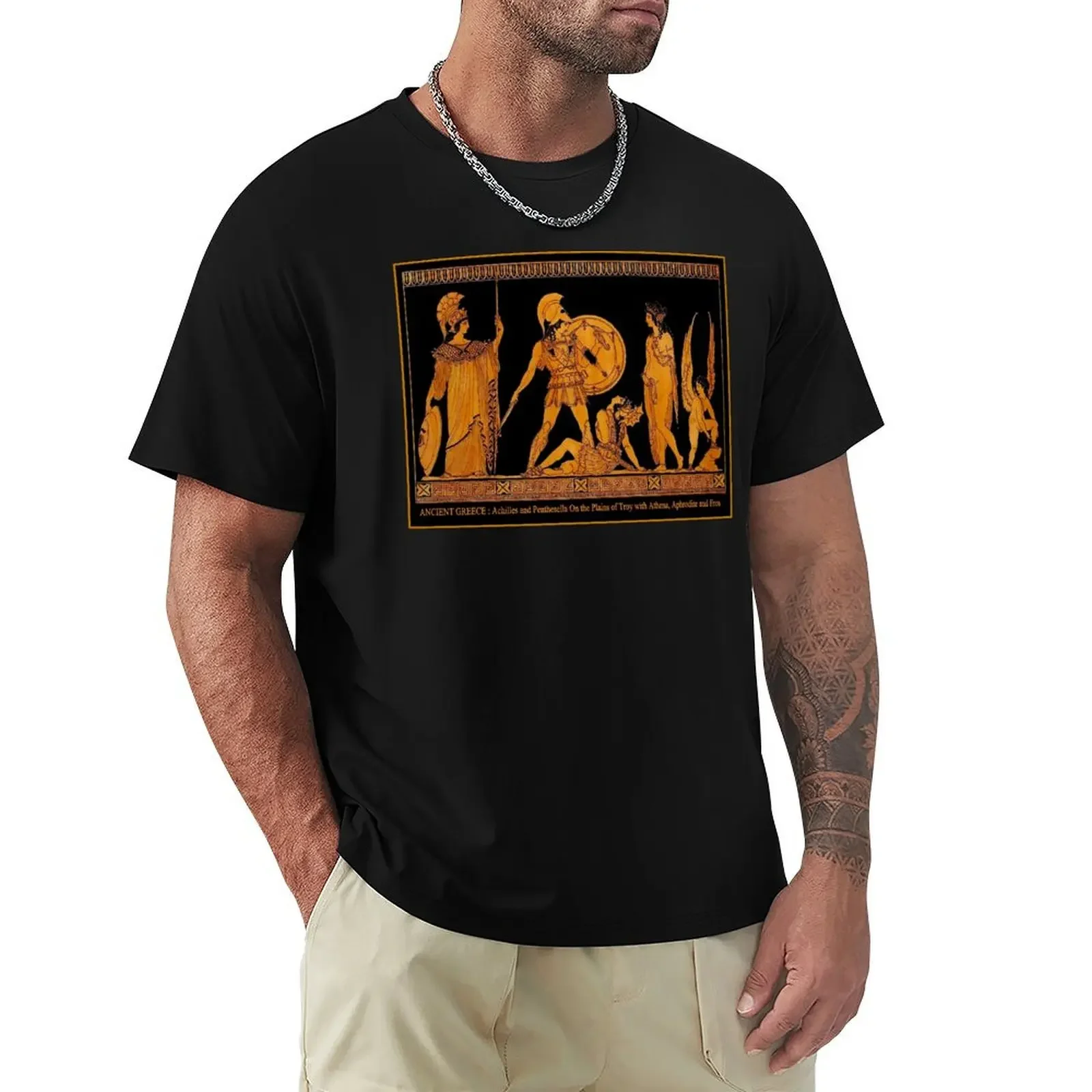 GREECE : Ancient God and Goddess Frieze Print T-Shirt anime clothes vintage heavyweight t shirts for men