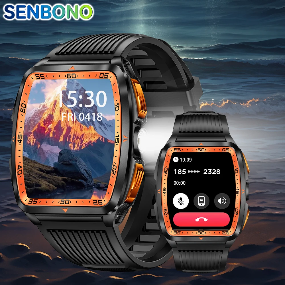 SENBONO Smart Watch Bluetooth Call LED Flashlight 400mAh Battery Multi-sport Modes Fitness Tracker Waterproof Smartwatch for Men