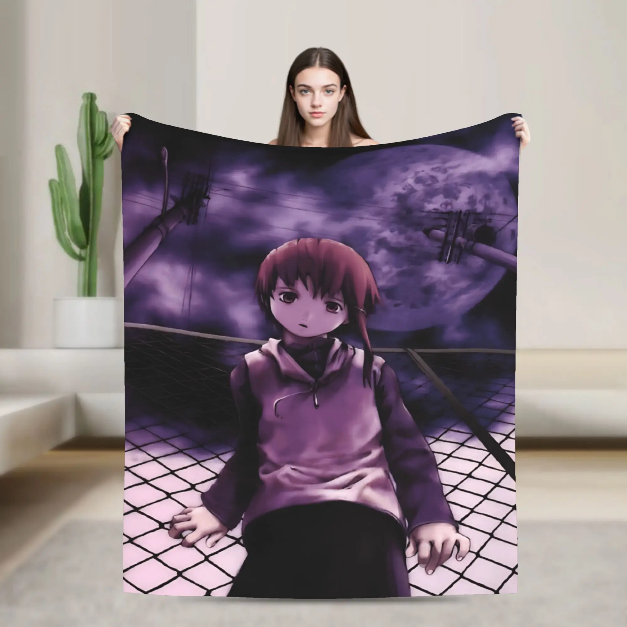 Anime Serial Experiments Lain Super Warm Blanket  Students Plush Bedding Throws Novelty Outdoor Flannel Bedspread Sofa Bed Cover
