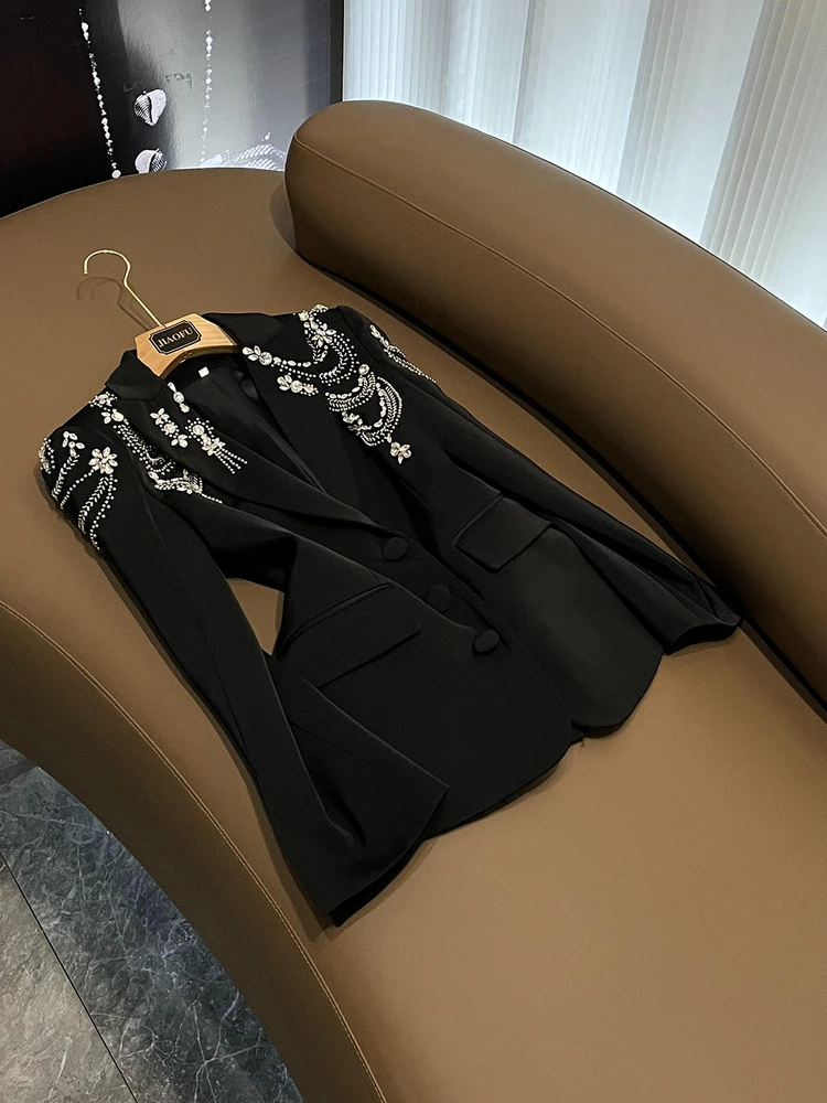 

Новый зимний костюм Heavy Embellied Jaet OL Commute Top Western Sle, женский модный длинный свек, классический воротник средней длины