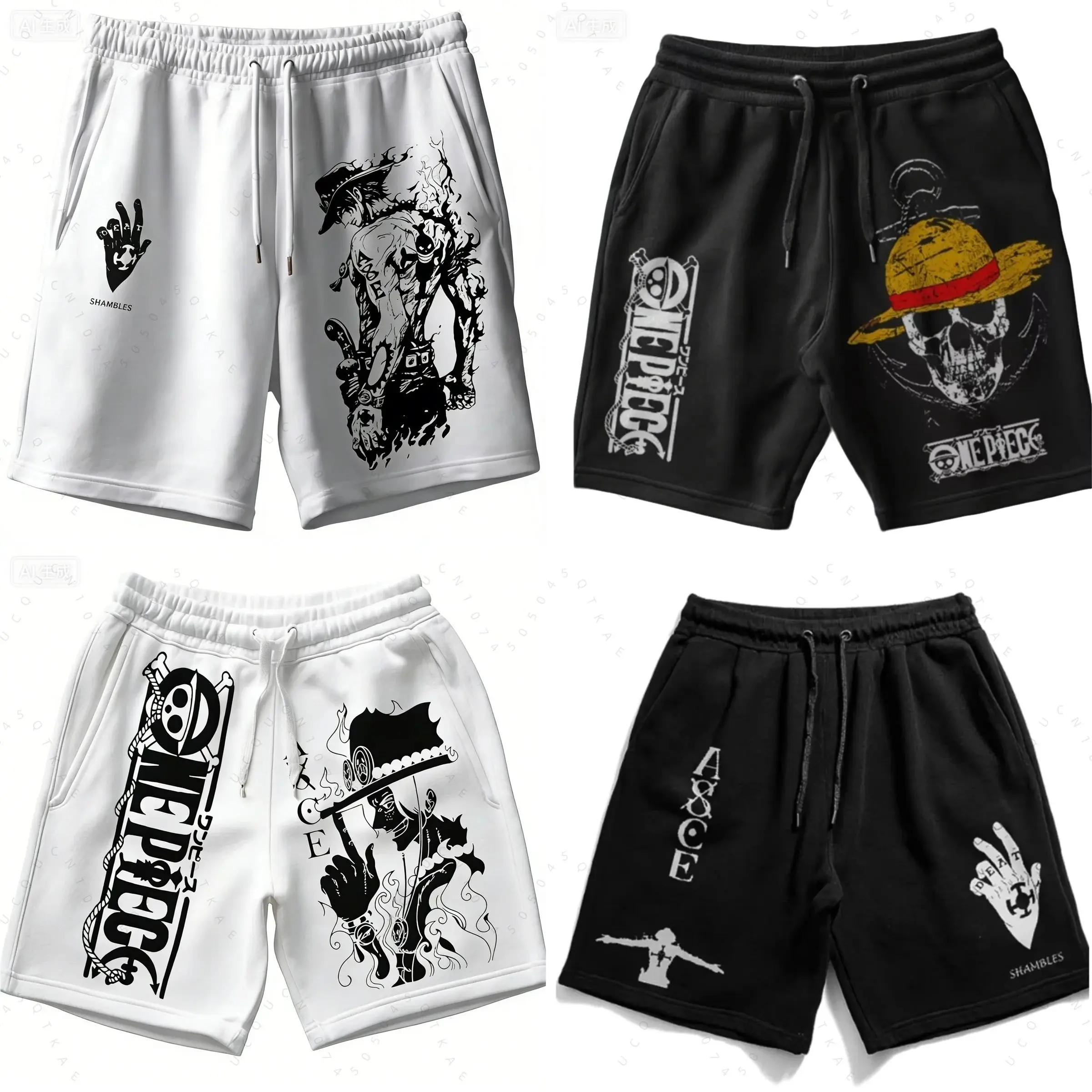 2026 One Piece Printed Shorts Summer Men's Daily Sports Breathable and Comfortable Beach Basketball Shorts