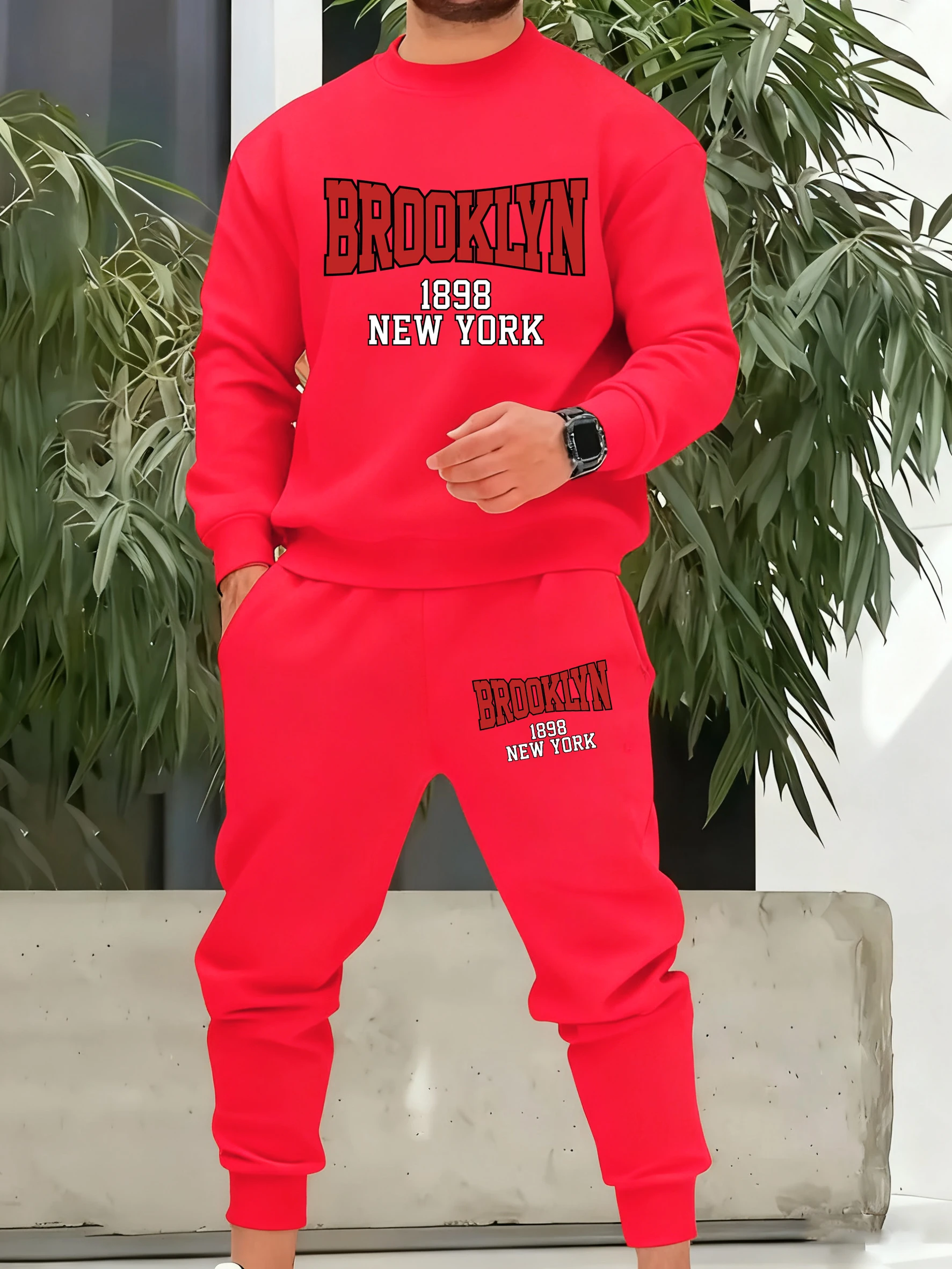

Brooklyn 1898 New York City Tracksuit For Men Simple Comfortable Pants All-Match Loose Clothing Unisex Autumn Fleece Sportsuit