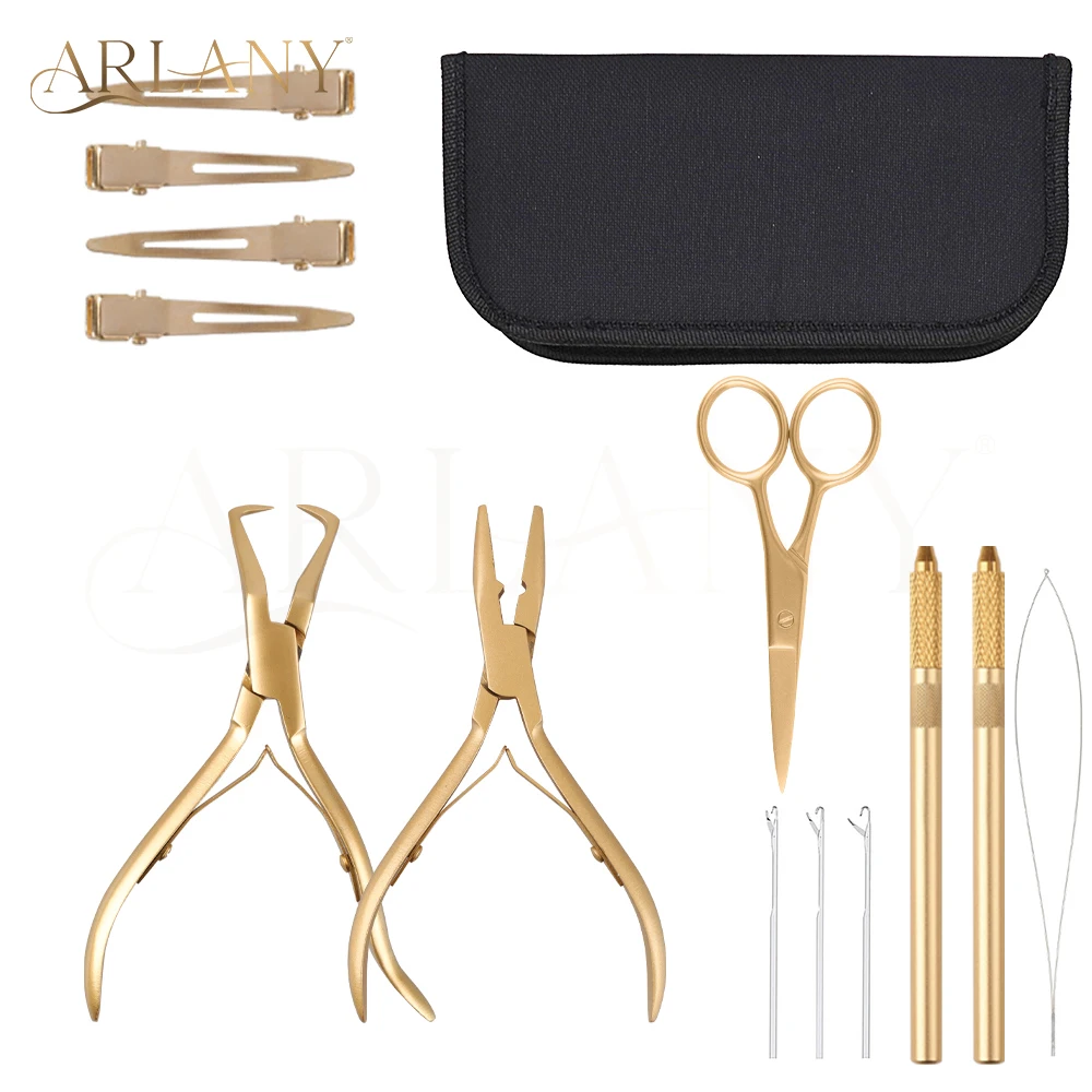 ARLANY Hair Extension Pliers Kit for Micro Beads Microlink Pliers for Feather Extensions Sewing Weft Extensions Hair Loop Tool