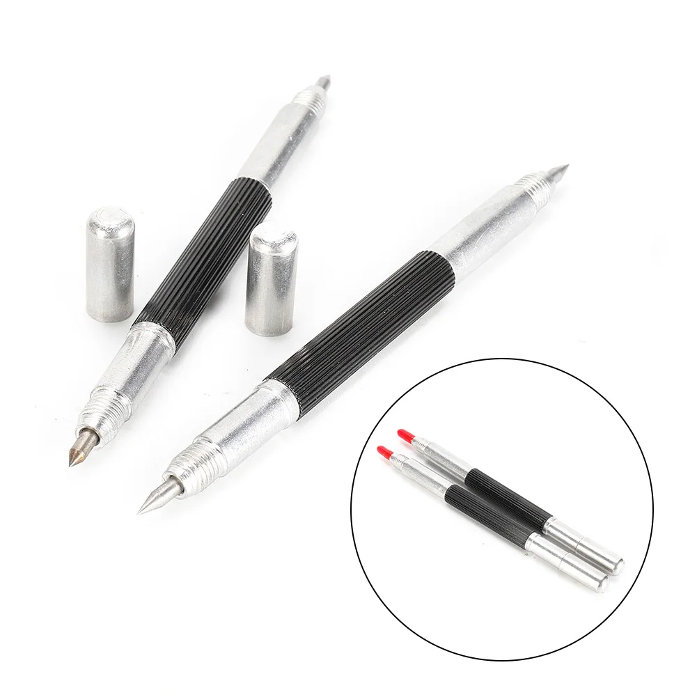 Double Ended Scribing Pen 2 Piece Tools 2 piece Tungsten Carbide Tip 3mm Thickness 9mm Head Length Kit Lot Marker Marking Pen