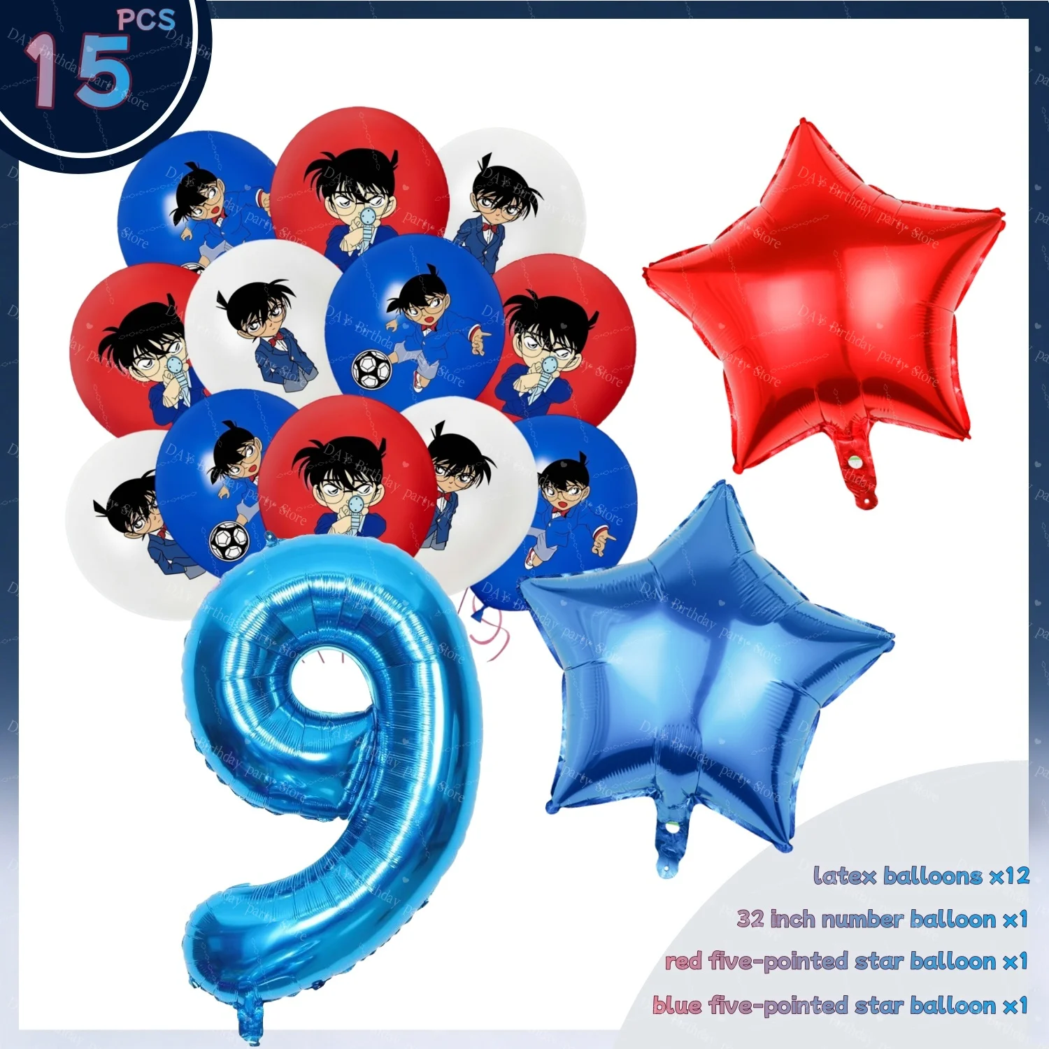 Detective Conan Birthday Party Decorations Paper Plates Cups  Banner Balloons Cake Topper Anime Theme Party Decor for Kids Boys