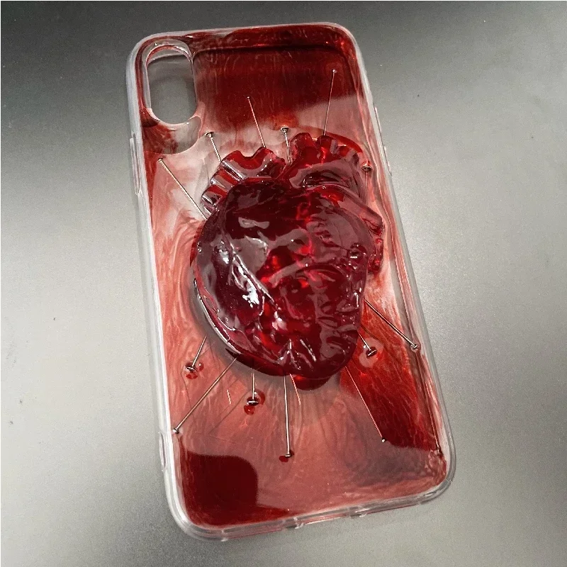 4078 Original 3D Handmade Cell Phone Case Scarlet Heart Dark Gothic Art Horror Punk Style Customized Halloween Christmas Gift