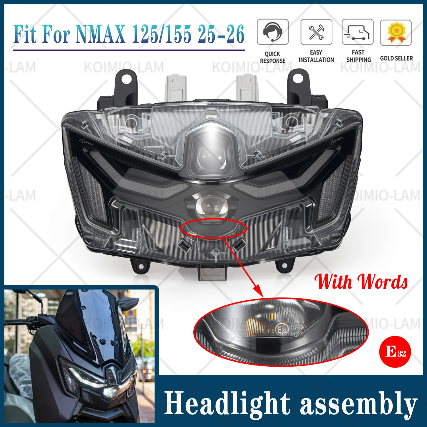 Fit For YAMAHA NMAX155 NMAX125 2025 - 2026 GPD125 GPD155 TECH MAX Motorcycle HeadLight Assembly Headlamp NMAX GPD 125 155
