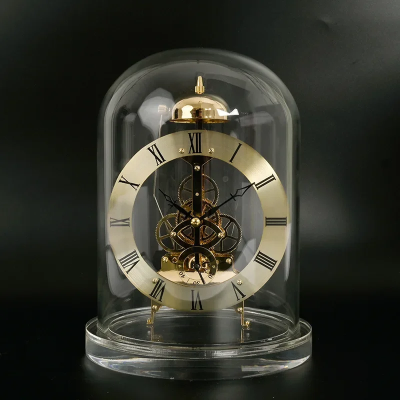 Vintage Style Transparent Mechanical Alarm Clock Modern Quartz Desk Clock with Visible Gears