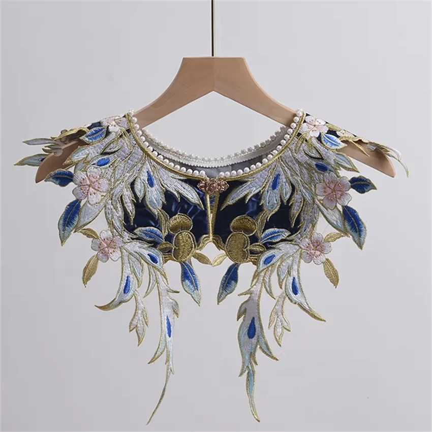 New Elegant Women Embroidery Shawl Capes Loose Cloak Lady Beading Wrap Bolero Accessories Coats Girl Party Tops Pullovers 2544